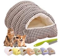 Removable and Washable Winter Closed-Off Cat Bed, New Indoor Cat Bed Cave Style, Warm Foldable Soft Cotton Cozy Cat Cave House for Cats & Small and Medium Dogs (Coffee,L)