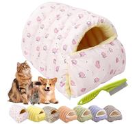Removable and Washable Winter Closed-Off Cat Bed, New Indoor Cat Bed Cave Style, Warm Foldable Soft Cotton Cozy Cat Cave House for Cats & Small and Medium Dogs (Peach,L)
