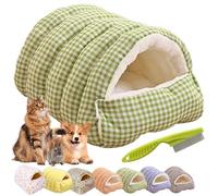 Removable and Washable Winter Closed-Off Cat Bed, New Indoor Cat Bed Cave Style, Warm Foldable Soft Cotton Cozy Cat Cave House for Cats & Small and Medium Dogs (Green,M)