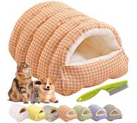 Removable and Washable Winter Closed-Off Cat Bed, New Indoor Cat Bed Cave Style, Warm Foldable Soft Cotton Cozy Cat Cave House for Cats & Small and Medium Dogs (Orange,M)