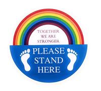 Removable, Anti-Slip, Social Distance Self-Adhesive Circle Floor Sign/Sticker - Together We are Stronger - 220mm x 220mm (2-Meter Distance Heavy Duty Sign)