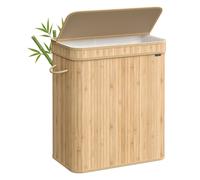 SONGMICS Bamboo Laundry Basket with Lid, Washing Basket for Laundry, 100 L | Laundry Hamper Removable Bag with Handles, for Laundry Room, Bedroom, Washroom, RONEX Collection LCB063N01