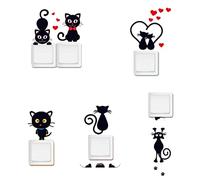 Removable Cat Switch Sticker, Cartoon Cat Wall Sticker, Family Light Switch Sticker, Cute Animal, Wall Sticker, Cartoon Animal, Light Switch Sticker, Kitty Wall Sticker, Pack of 5
