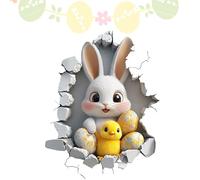 Removable Decorative Stickers And Adhesives | PVC Wallpaper with 2D Cartoon - Removable Stickers With Egg And Rabbit Pattern To Decorate,Bedroom Bathroom Nursery Room