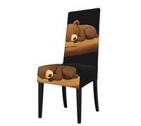 Removable Dining Chair Cover WHJSSF Bear Cub Sleeping On A Tree Trunk Pattern Soft and Comfortable, Protects Chairs for Living Room, Dining Table and Kitchen