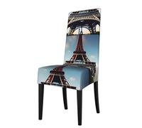 Removable Dining Chair Cover WHJSSF Eiffel Tower Love Paris Pattern Soft and Comfortable, Protects Chairs for Living Room, Dining Table and Kitchen