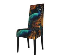 Removable Dining Chair Cover WHJSSF Peacock On A Lantern Pattern Soft and Comfortable, Protects Chairs for Living Room, Dining Table and Kitchen