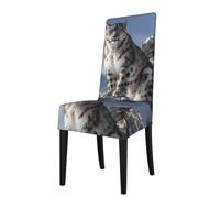 Removable Dining Chair Cover WHJSSF Snow Leopard On The Mountain Pattern Soft and Comfortable, Protects Chairs for Living Room, Dining Table and Kitchen