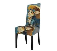 Removable Dining Chair Cover WHJSSF The Little Dog with an Umbrella Pattern Soft and Comfortable, Protects Chairs for Living Room, Dining Table and Kitchen