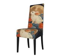 Removable Dining Chair Cover WHJSSF The Rabbit Behind The Screen Pattern Soft and Comfortable, Protects Chairs for Living Room, Dining Table and Kitchen