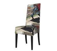 Removable Dining Chair Covers BROLEO Cat Carrying Sword Picture - Soft, Comfortable, Wrinkle Resistant, No Ironing Needed Stretchable for Most Armless Chair