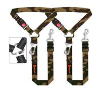 Removable Dog Seat Belt Harness for Car, 3 in 1 Pet Dog Car Seatbelt Leash, Retractable Restraint Secures to Vehicle Headrest & Adjustable Reflective Bungee Dog Seatbelt Tether, Camouflage