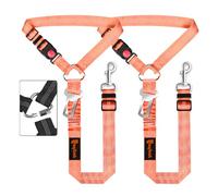 Removable Dog Seat Belt Harness for Car, 3 in 1 Pet Dog Car Seatbelt Leash, Retractable Restraint Secures to Vehicle Headrest & Adjustable Reflective Bungee Dog Seatbelt Tether,Orange
