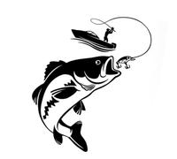 Removable Fish Car Decal, Strong Adhesive Backing, PVC, Black | Weather Resistant Scratch Proof for Fishing Lovers, Various Styles From Small Letters to Large Fishing Scenes