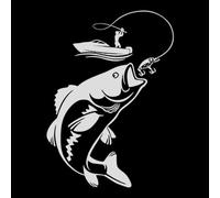 Removable Fish Car Decal, Strong Adhesive Backing, PVC, Silver | Weather Resistant Scratch Proof for Fishing Lovers, Various Styles From Small Letters to Large Fishing Scenes