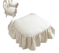 Removable French Cotton Simple Seat Cushion,Elegant Ruffled Skirt Seat Cover Buttock Cushions,Fabric Not-Slip Soft Chair Pad for Office/Kitchen/Wooden Dinner Chairs