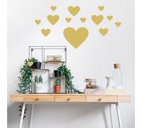 Removable Gold Hearts Wall Decals for Kids Room Decoration +"Mix 97pcs"+"Gold Wall Decals"+Stickers+"Peel and Stick Wall Decals" + Wall Mural Art Vinyl Decor by. (Gold)