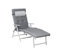 Removable Headrest Sun Lounger, Grey