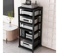 Removable HiFi Racks Black Media Storage Cabinet 3/4/5/6 Tier Audio Rack DVD CD Player Stand Amplifier Open AV Cabinet(6-Tier(110cm high))