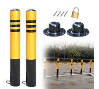 Removable Lockable Parking Bolds Yellow & Black Driveway Safe Posts for Traffic Control Warehouse & Ga Lot Protect & Weather Resistant