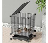 Removable Metal Chicken Cage, Encrypted Slot, 1.3cm, for Small Animals, Duck, Cat, Bunny, Chick, Quail, Easy to Install (Black, 39 x 48cm)