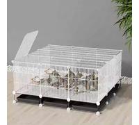 Removable Metal Chicken Coop - Encrypted 1.3cm Gap Playpen for Small Animals, Duck, Cat, Rabbit Hutch, Easy to Install, 111x111x48cm, White - Perfect for Chickens, Quail, Bunnies