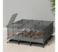 Removable Metal Chicken Coop - Encrypted 1.3cm Gap Small Animal House, Duck & Cat Playpen, Rabbit Hutch for Bunny, Duck, Chick & Quail, Easy to Install, Black (111x111x48cm)