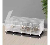 Removable Metal Chicken Coop, Encrypted Gap 1.3cm, Small Animal House for Duck, Cat, Rabbit, and Quail, Easy Installation Playpen (White, 147x75x48cm)