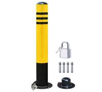 Removable Metal Parking Post Bollard - Reflective Security Barrier for Private Car Parks - Safety Bollards with Padlock for Enhanced Vehicle Protection