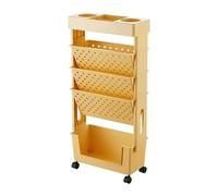 Removable Mobile Bookshelf on Wheels 5-Tier Rolling Cart Kids Book Trolley Magazine Holder for Living Room Kitchen Library Bedroom Office - Multifunctional Yellow Storage Solution