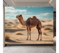 Removable Mural Camel 250x175cm, Desert DIY Waterproof Decorative Wallpaper, Animal Theme Modern Mural Wallpaper for Living Room Bedroom Kitchen Office