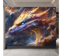 Removable Mural Dragon 250x175cm, Starry Sky DIY Waterproof Decorative Wallpaper, Fantasy Style Modern Mural Wallpaper for Living Room Bedroom Kitchen Office