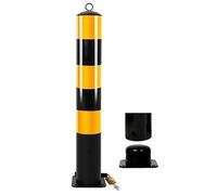 Removable Parking Bollard with Lock & Reflective Film 75cm Safety Post for Driveway Protection Durable Embedment Sleeve Ideal for Traffic Control & Parking Management
