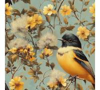 Removable Peel and Stick Wallpaper Bird Vintage 17.3"x393" Plants Flowers Nature for Bedroom Bathroom Easy Peel Off Stick on Wallpaper Contact Paper Renter Friendly Wall Paper