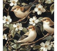 Removable Peel and Stick Wallpaper Birds Flowers 17.3"x393" Plants Spring for Bedroom Bathroom Easy Peel Off Stick on Wallpaper Contact Paper Renter Friendly Wall Paper
