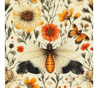 Removable Peel and Stick Wallpaper Butterfly Flowers 17.3"x197" Insects Vintage for Bedroom Bathroom Easy Peel Off Stick on Wallpaper Contact Paper Renter Friendly Wall Paper
