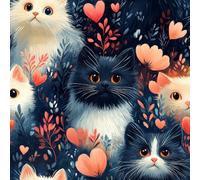 Removable Peel and Stick Wallpaper Cat Flowers 17.3"x393" Abstract Painted for Bedroom Bathroom Easy Peel Off Stick on Wallpaper Contact Paper Renter Friendly Wall Paper
