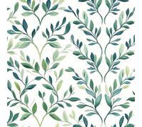 Removable Peel and Stick Wallpaper Leaves Green 17.3"x118" Painted Vintage for Bedroom Bathroom Easy Peel Off Stick on Wallpaper Contact Paper Renter Friendly Wall Paper