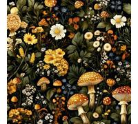 Removable Peel and Stick Wallpaper Mushrooms Flowers 17.3"x236" Painted Forest for Bedroom Bathroom Easy Peel Off Stick on Wallpaper Contact Paper Renter Friendly Wall Paper