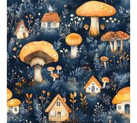 Removable Peel and Stick Wallpaper Mushrooms Hut 17.3"x118" Painted Forest for Bedroom Bathroom Easy Peel Off Stick on Wallpaper Contact Paper Renter Friendly Wall Paper