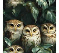 Removable Peel and Stick Wallpaper Owl Leaves 17.3"x393" Forest Painted for Bedroom Bathroom Easy Peel Off Stick on Wallpaper Contact Paper Renter Friendly Wall Paper