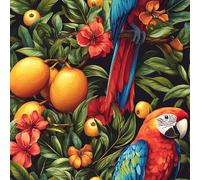 Removable Peel and Stick Wallpaper Parrot Bird 17.3"x78.7" Painting Flowers and Plants for Bedroom Bathroom Easy Peel Off Stick on Wallpaper Contact Paper Renter Friendly Wall Paper