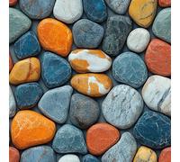 Removable Peel and Stick Wallpaper Pebbles Stones 17.3"x393" Painting Art for Bedroom Bathroom Easy Peel Off Stick on Wallpaper Contact Paper Renter Friendly Wall Paper