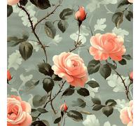 Removable Peel and Stick Wallpaper Rose Flower Plant 17.3"x197" Pink Flowers Painted for Bedroom Bathroom Easy Peel Off Stick on Wallpaper Contact Paper Renter Friendly Wall Paper