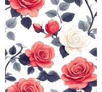 Removable Peel and Stick Wallpaper Rose Flower Plant 17.3"x236" Painted Vintage for Bedroom Bathroom Easy Peel Off Stick on Wallpaper Contact Paper Renter Friendly Wall Paper