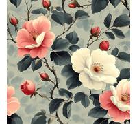Removable Peel and Stick Wallpaper Rose Flower Plant 17.3"x236" Pink Flowers Painted for Bedroom Bathroom Easy Peel Off Stick on Wallpaper Contact Paper Renter Friendly Wall Paper