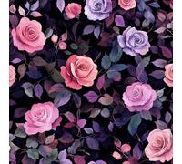 Removable Peel and Stick Wallpaper Rose Flower Purple 17.3"x236" Painted Vintage for Bedroom Bathroom Easy Peel Off Stick on Wallpaper Contact Paper Renter Friendly Wall Paper