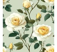 Removable Peel and Stick Wallpaper Rose Flower Yellow 17.3"x78.7" Painted Vintage for Bedroom Bathroom Easy Peel Off Stick on Wallpaper Contact Paper Renter Friendly Wall Paper