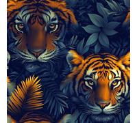 Removable Peel and Stick Wallpaper Tiger Jungle 17.3"x393" Tropical Plants for Bedroom Bathroom Easy Peel Off Stick on Wallpaper Contact Paper Renter Friendly Wall Paper