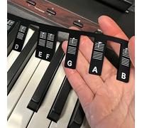 Removable Piano Key Stickers Note Labels for 61 Key Full Size Silicone Reusable Piano Keyboard Stickers for Beginners Comes (Black)